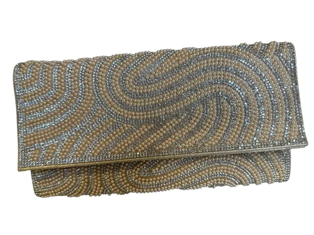 Jewel Badgley Mischka Tina Beaded Swirl Envelope Clutch Bag